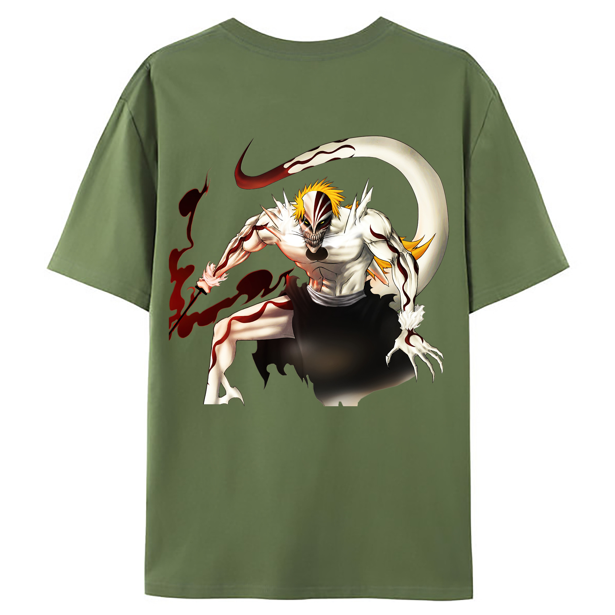 （画像用） ブリーチ 黒崎一護（くろさき いちご）BLEACH Kurosaki Ichigo 綿100％ メンズ半袖Tシャツ（バックプリント） 通気性